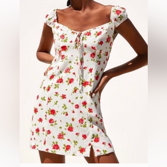 Zara Dresses & Skirts - Zara Red Rose Mini Babydoll Dress Size S